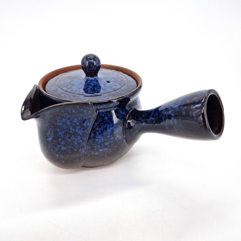 Japanische blaue und schwarze Tokoname Kyusu-Teekanne, AOKURO, 350 cc