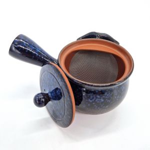 Théière kyusu japonaise Tokoname bleue et noire, AOKURO, 350 cc