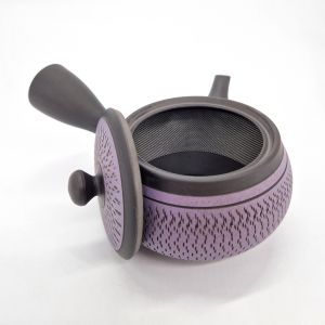 Japanese Tokoname kyusu teapot in black and purple clay, 250cc