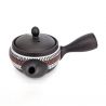 Teiera giapponese kyusu tokoname marrone con motivi a linee rosse e bianche, RYUSAKU, 280 cc