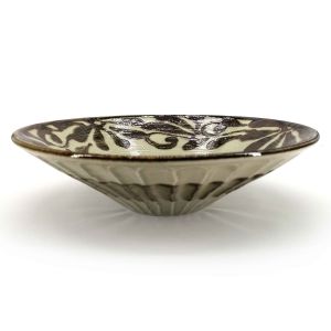 copy of Japanese beige ceramic ramen bowl, SHITO, rusty leaves pattern