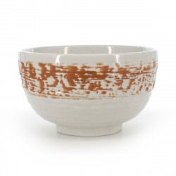 Japanese ceramic soup bowl white and green - shirakaba