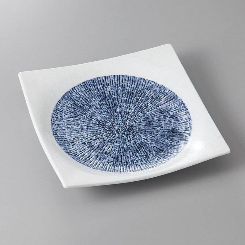 assiette carrée japonaise, Shibori Ran Togusa 