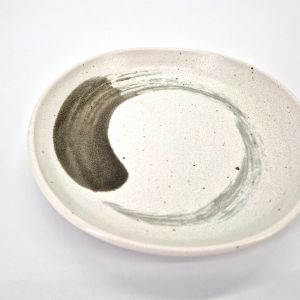 Piccolo piatto in ceramica giapponese, pennellata verde - MIDORI NO BURASHI