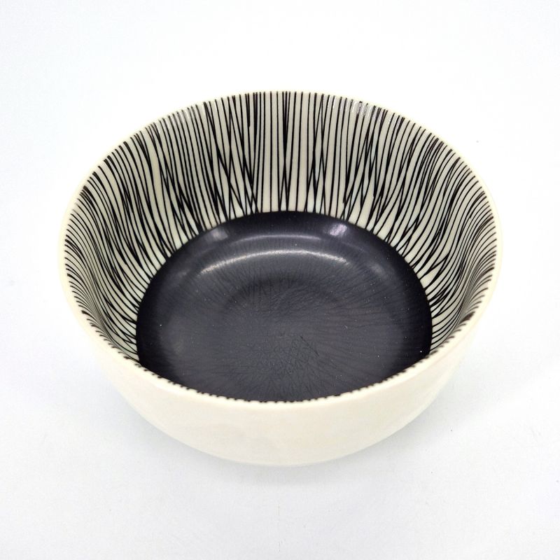 Japanese ceramic rice bowl, beige and brown - BEJU TO BURAUN