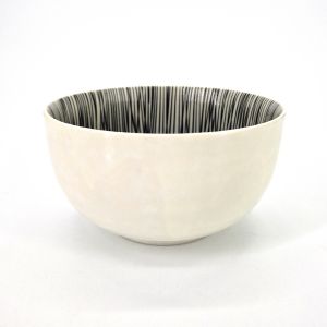 Japanese ceramic rice bowl, beige and brown - BEJU TO BURAUN