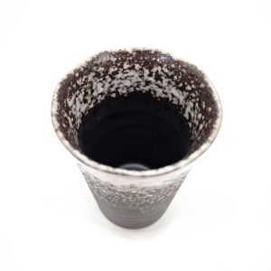 Japanese ceramic mazagran, black spotted white - HANTEN