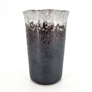 Japanese ceramic mazagran, black spotted white - HANTEN