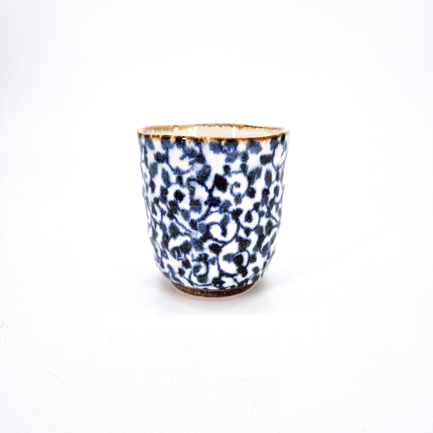 Tazza da tè in ceramica giapponese, blu e bianco, fogliame, KOYO