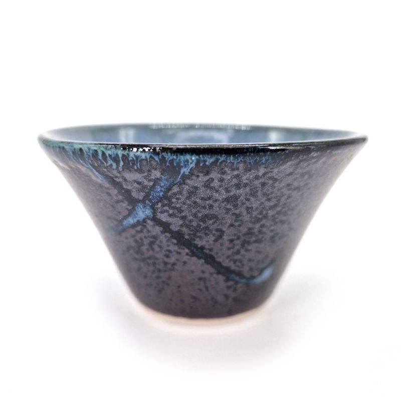 Japanese ceramic tea cup, brown, metallic effect interior - METARIKKU