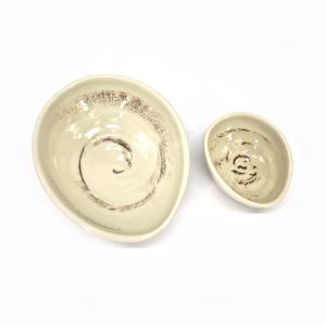 Japanese ceramic saucier set, swirl beige, BEJU NO UZUMAKI