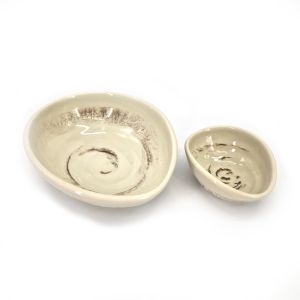 Set piattini in ceramica giapponese, beige ricciolo, BEJU NO Uzumaki