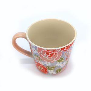 Japanese ceramic mug - Pink flowers -PINKU NO HANA