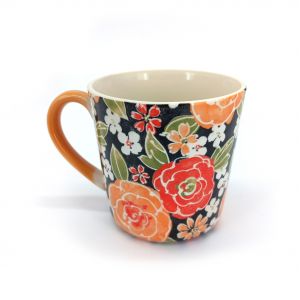 Japanese ceramic mug - Orange flowers -ORENJI IRO NO HANA