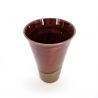 Duo of tall Japanese purple and red ceramic tea cups - DO