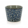 Japanese traditional colour white soba cup with blue patterns in ceramic TAKO KARAKUSA