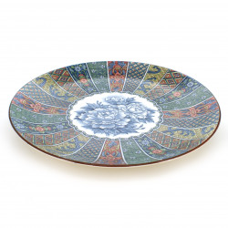 grande assiette avec motifs et fleurs couleur  en terre NISHIKI