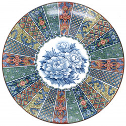 Japanese traditional colour  large-sized plate with patterns and flowers in terracotta NISHIKI