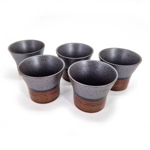 Set de 5 tasses à thé japonaise en céramique- TENMOKU 2