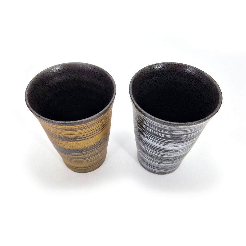 Duo di tazze da tè in ceramica, argento e oro - GIN KIN