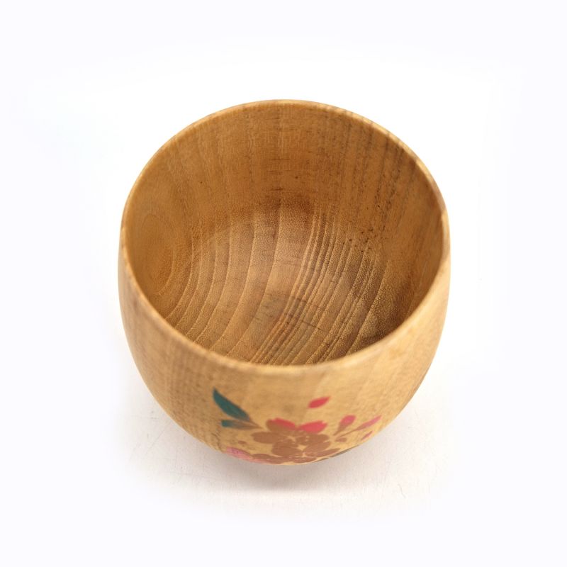 Japanische Natsume-Teetasse aus Holz mit Kirschblattmuster, SAKURA