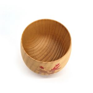 Japanese natsume wooden tea cup with maple leaf pattern, MOMIJI 1