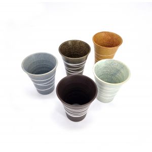 Set of 5 Japanese ceramic cups, spiral pattern - RASEN