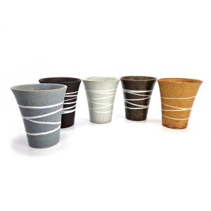 Set of 5 Japanese ceramic cups, spiral pattern - RASEN