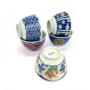 Set of 5 Japanese ceramic tea bowls - HASAMI 2