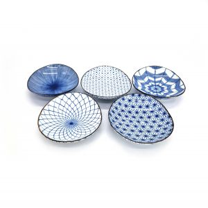 Set of 5 small oval ceramic plates - DAEN KATACHI