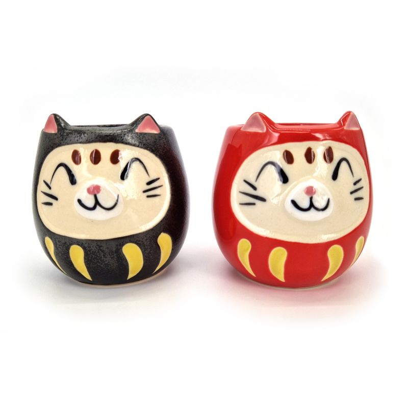 Duo di tazze giapponesi in gatto Daruma - DARUMA NEKO