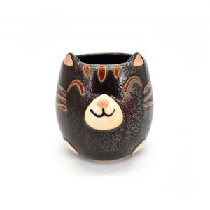 Japanese black ceramic mug - KURO NEKO - cat