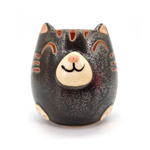 Japanese black ceramic mug - KURO NEKO - cat