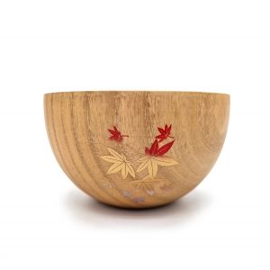 Japanese wooden bowl, autumn leaves - MOMIJI