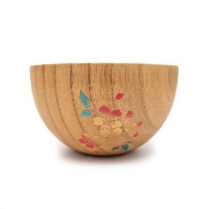 Japanese wooden bowl, cherry blossoms - SAKURA NO HANA