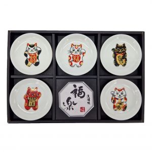 Set of 5 small ceramic plates - FUKURAKU