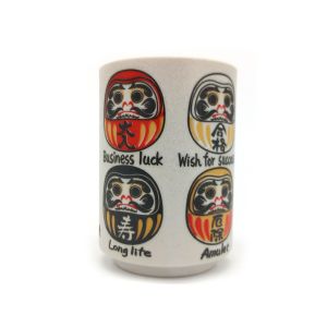 taza de té tradicional japonesa con diseños DARUMA