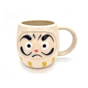 Japanese white ceramic mug - ATAMA - daruma