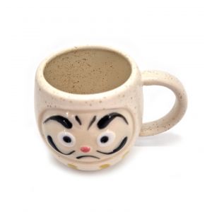 Japanese white ceramic mug - ATAMA - daruma