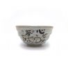 Japanese ceramic rice bowl, gray CAT illustrations - NEKO