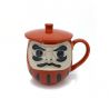 Tasse à thé traditionnelle japonaise avec couvercle, daruma rouge, AKAI DARUMA