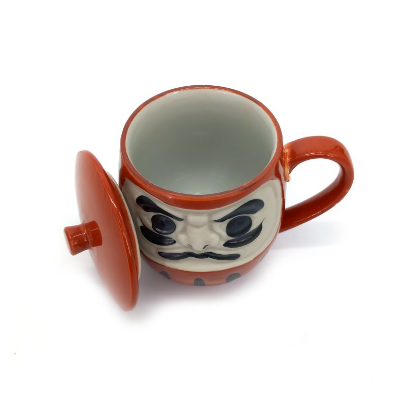 Tasse à thé traditionnelle japonaise avec couvercle, daruma rouge, AKAI DARUMA