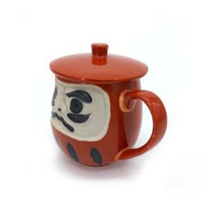 Taza de té tradicional japonesa con tapa, daruma rojo, AKAI DARUMA