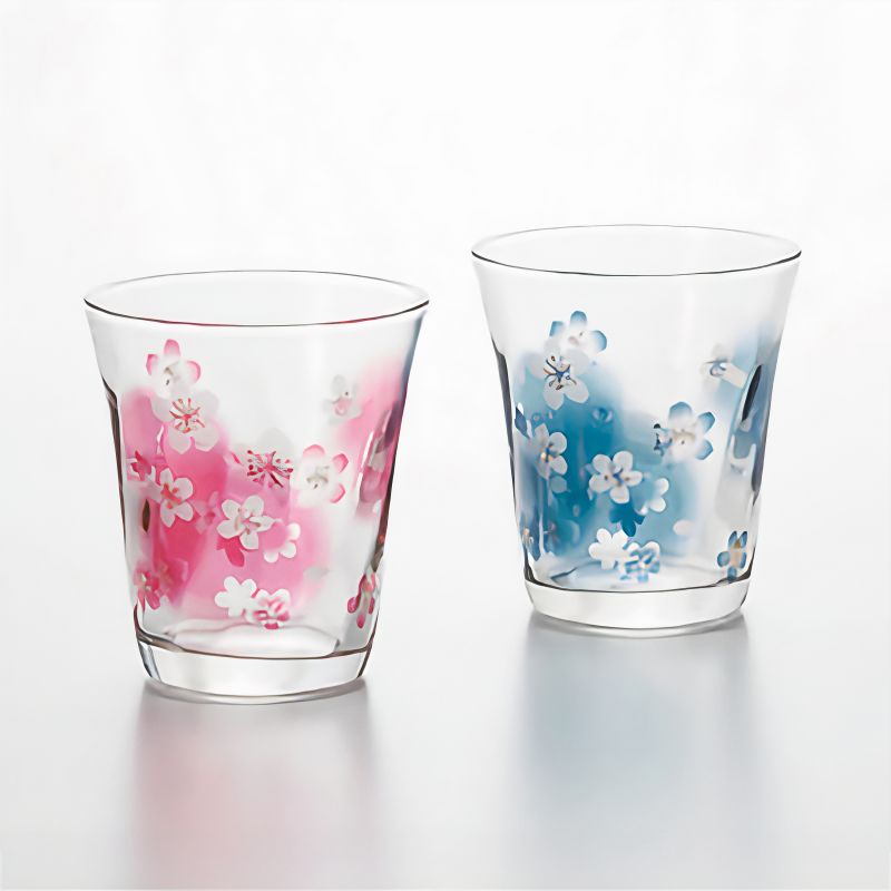 Duo von Sakura blau und rosa Japanische Gläser HANAKOTOBA