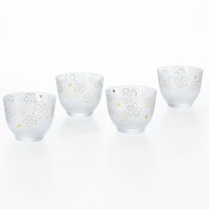 Set of 4 Japanese Sake glasses, SAKURA