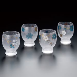 Set de 4 verres à Saké japonais, SHIKI MEGURI