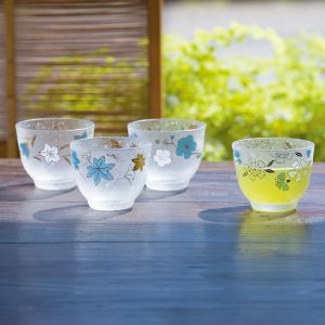 Set de 4 verres à Saké japonais, BLUE SHIKI