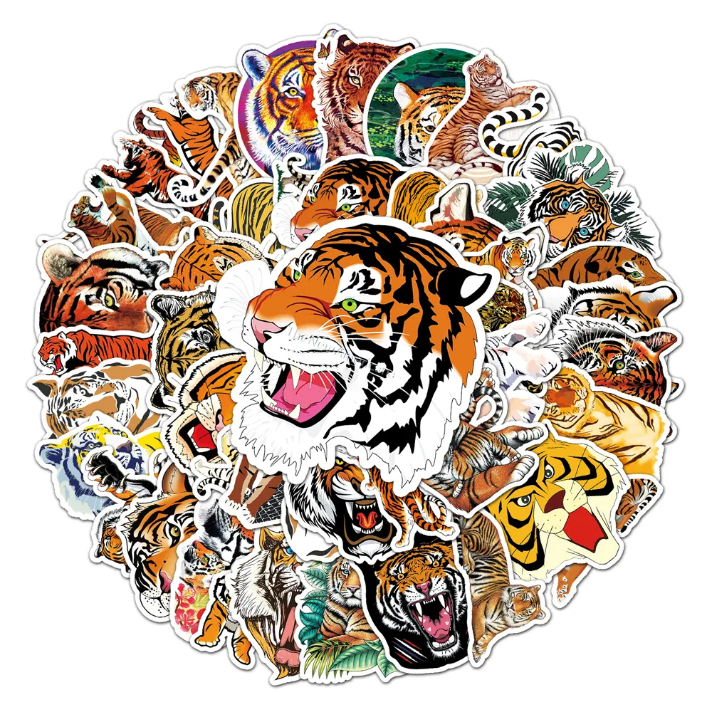 Lot of 50 Japanese stickers, Kawaii Tiger Stickers 1-TORA 1