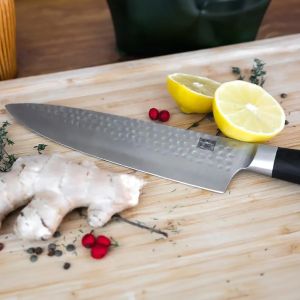 Couteau de cuisine japonais martelé Gyuto KOTAI (couteau de chef) avec saya et boîte en bambou - lame 20 cm