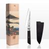 Petty hammered Japanese kitchen knife (universal knife) Bunka - with magnetic saya and gift box - blade 13.5 cm